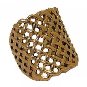 Open weave rectangle ring in gold plated 5 9 10 NE